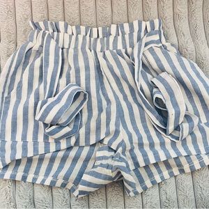 Blue and white striped shorts